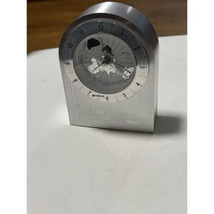 Aluminum Body World Clock  5" Tall, Working Good